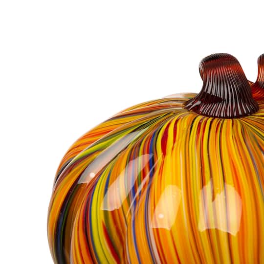 Glitzhome® Multi Striped Glass Pumpkin & Gourd Set